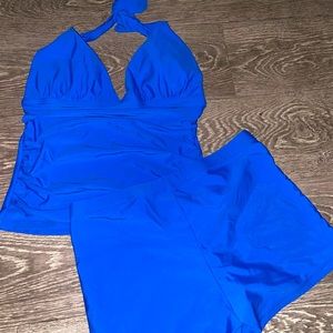 Blue Binding shorts bikini swimsuit